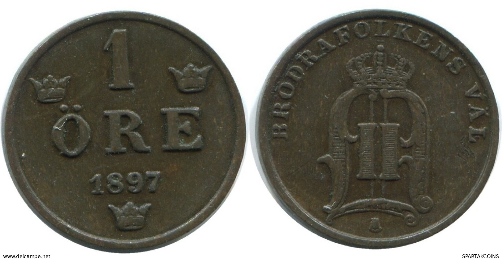 1 ORE 1897 SWEDEN Coin #AD230.2.U.A - Suède