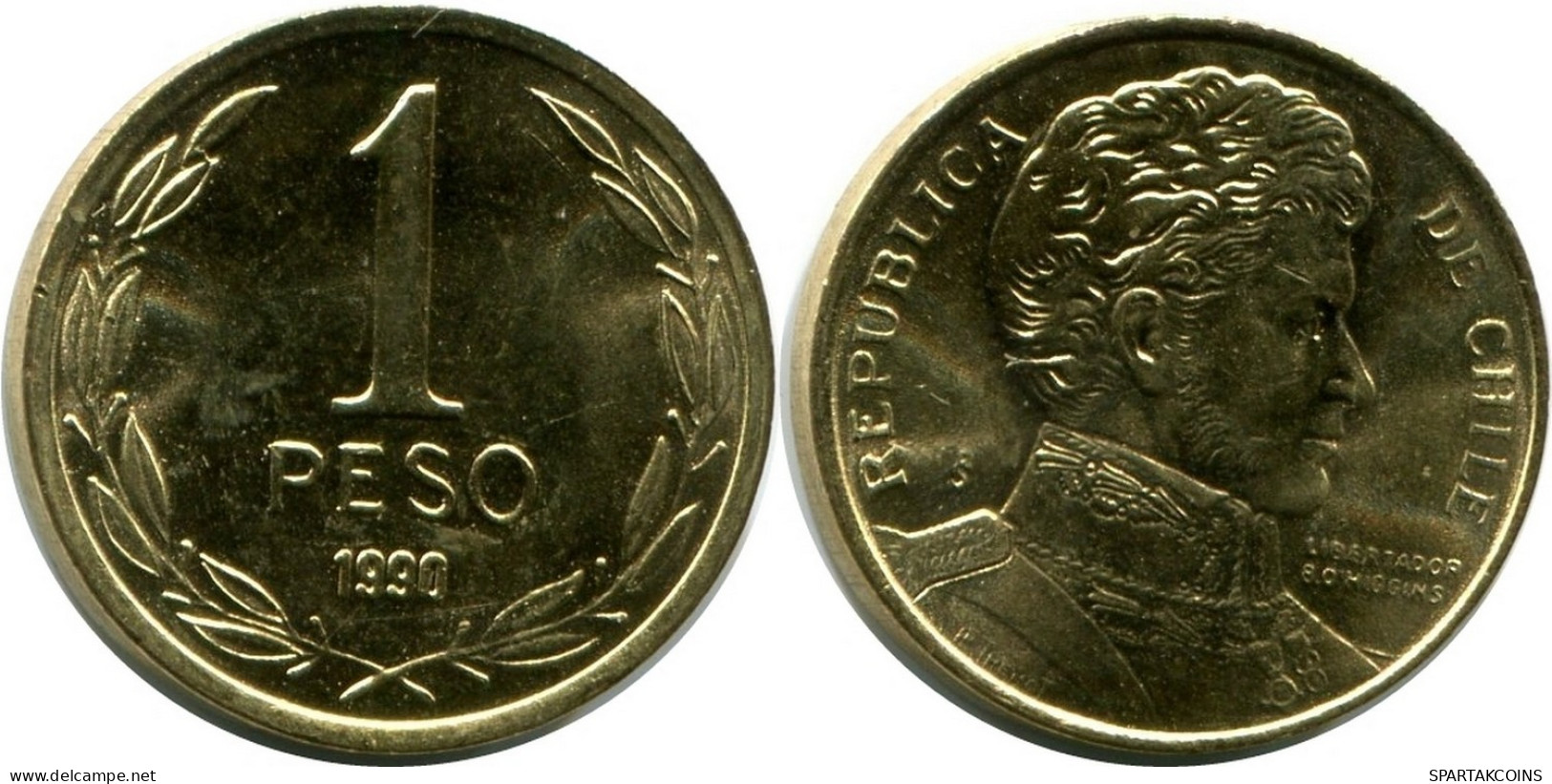 1 PESO 1990 CHILE UNC Coin #M10070.U.A - Cile