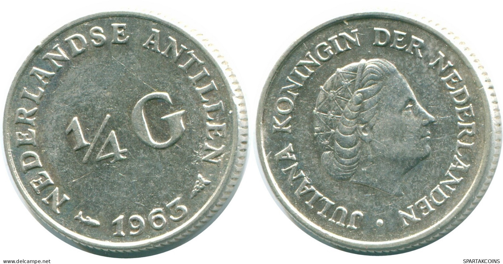 1/4 GULDEN 1963 ANTILLES NÉERLANDAISES ARGENT Colonial Pièce #NL11199.4.F.A - Nederlandse Antillen