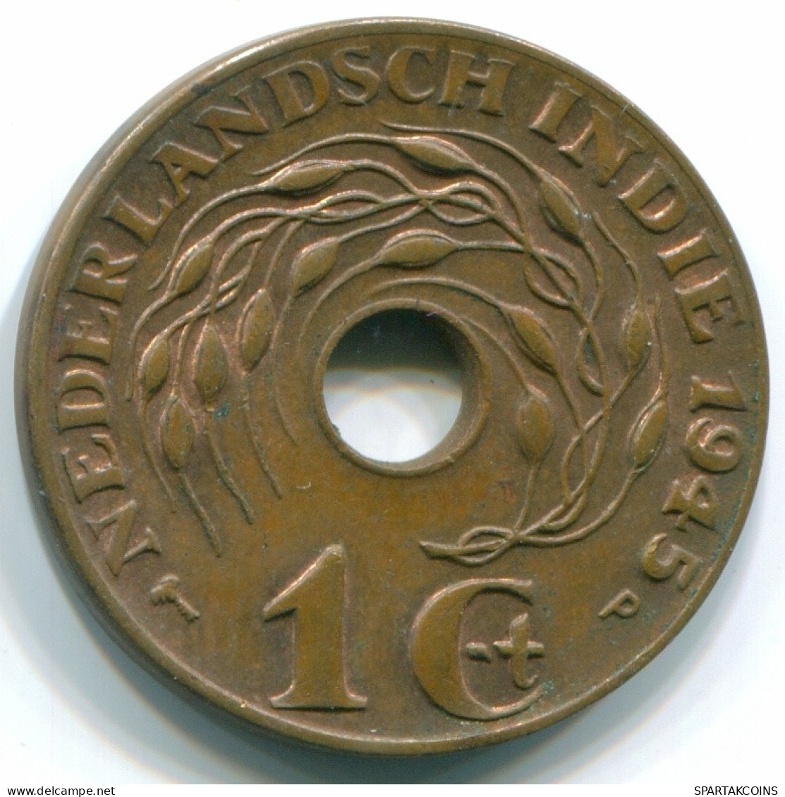 1 CENT 1945 P INDES ORIENTALES NÉERLANDAISES INDONÉSIE INDONESIA Bronze Colonial Pièce #S10340.F.A - Indes Néerlandaises