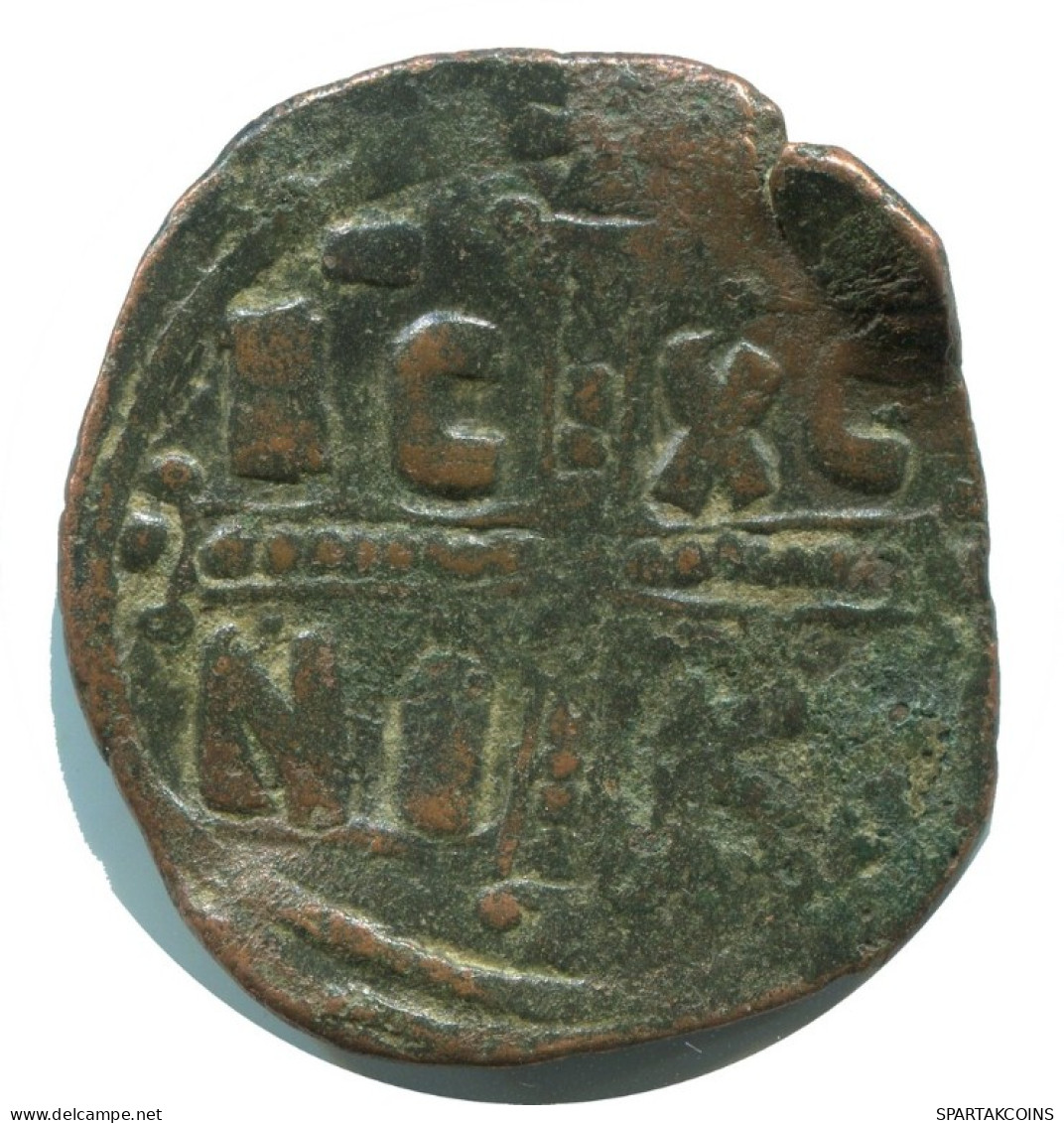 JESUS CHRIST ANONYMOUS CROSS FOLLIS BYZANTINISCHE Münze  6.7g/32mm #AB290.9.D.A - Byzantinische Münzen