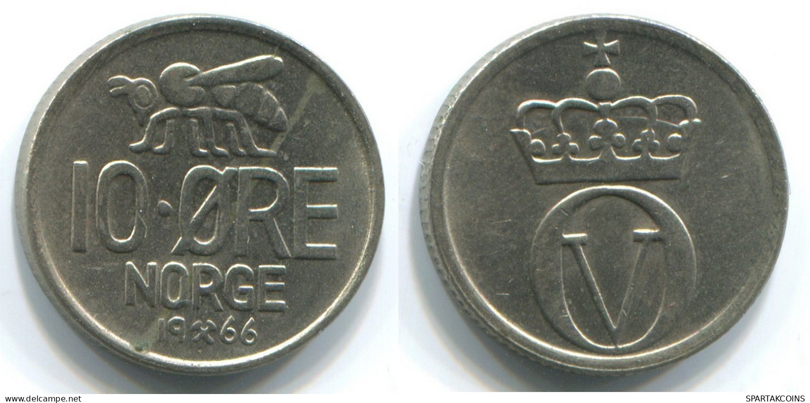 10 ORE 1966 NORWAY Coin #WW1071.U.A - Noruega