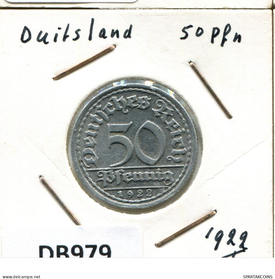 50 PFENNIG 1922 F DEUTSCHLAND Münze GERMANY #DB979.D.A - 50 Renten- & 50 Reichspfennig