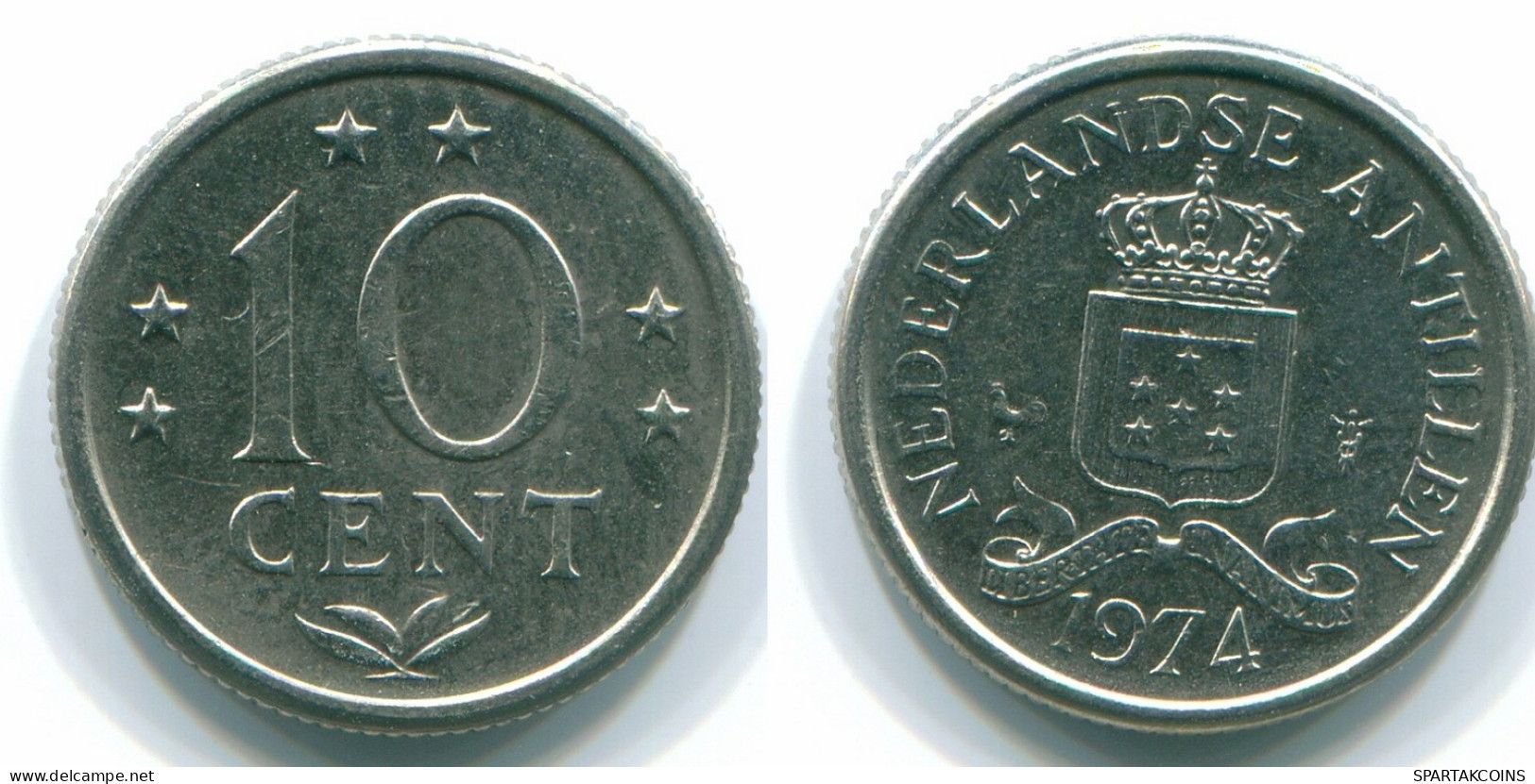 10 CENTS 1974 ANTILLAS NEERLANDESAS Nickel Colonial Moneda #S13522.E.A - Netherlands Antilles