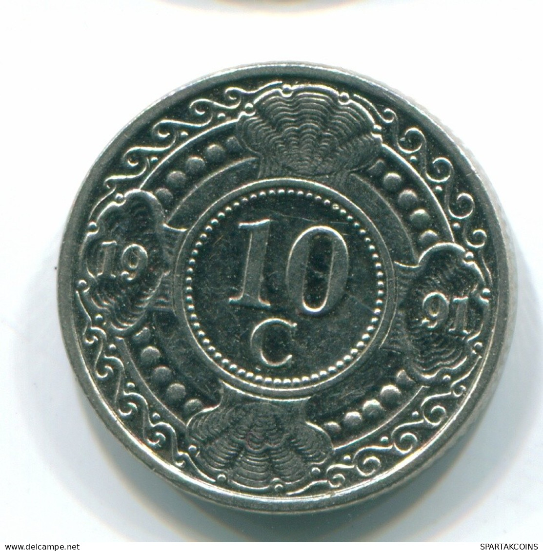 10 CENTS 1991 NETHERLANDS ANTILLES Nickel Colonial Coin #S11336.U.A - Niederländische Antillen