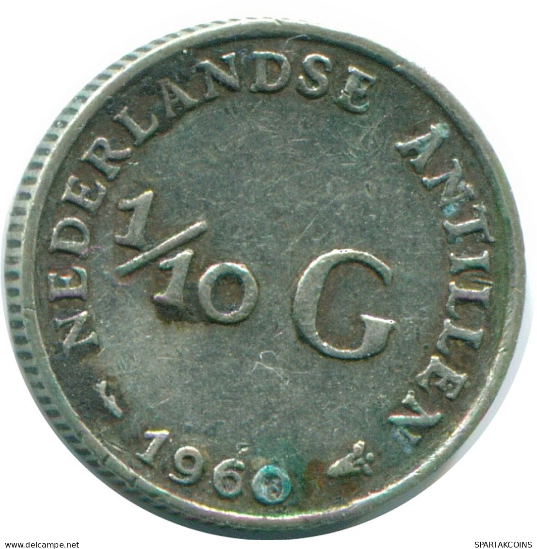 1/10 GULDEN 1960 NIEDERLÄNDISCHE ANTILLEN SILBER Koloniale Münze #NL12335.3.D.A - Antillas Neerlandesas