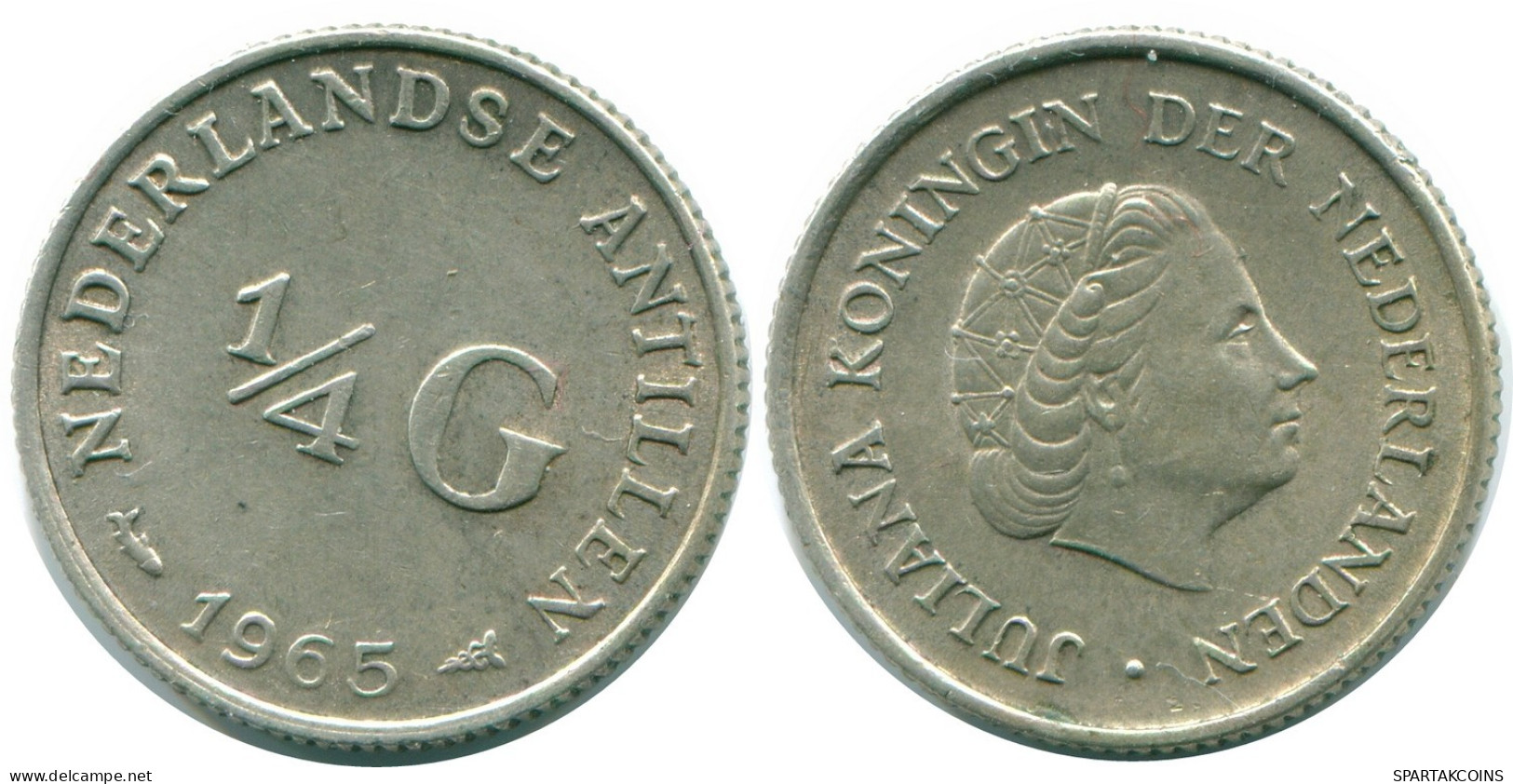 1/4 GULDEN 1965 NIEDERLÄNDISCHE ANTILLEN SILBER Koloniale Münze #NL11422.4.D.A - Netherlands Antilles