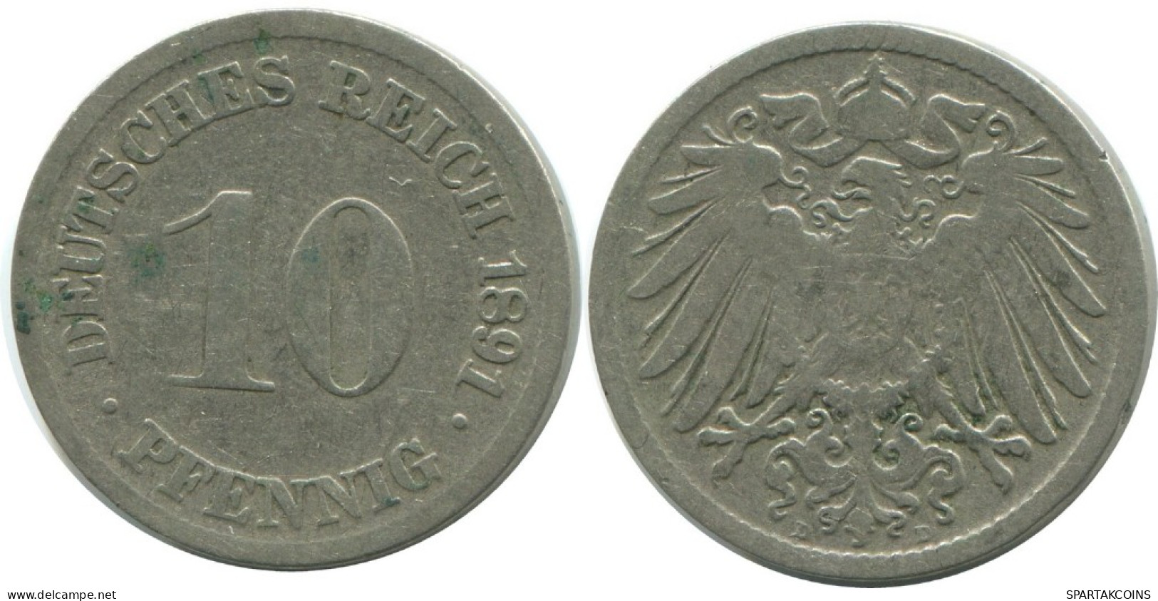 10 PFENNIG 1891 D ALEMANIA Moneda GERMANY #AE453.E.A - 10 Pfennig