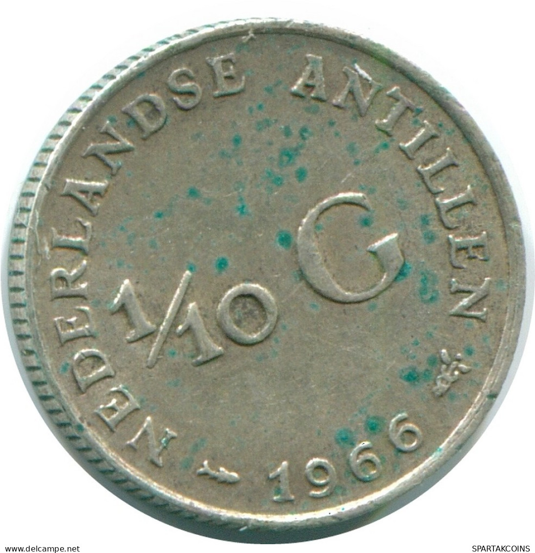 1/10 GULDEN 1966 ANTILLES NÉERLANDAISES ARGENT Colonial Pièce #NL12766.3.F.A - Netherlands Antilles