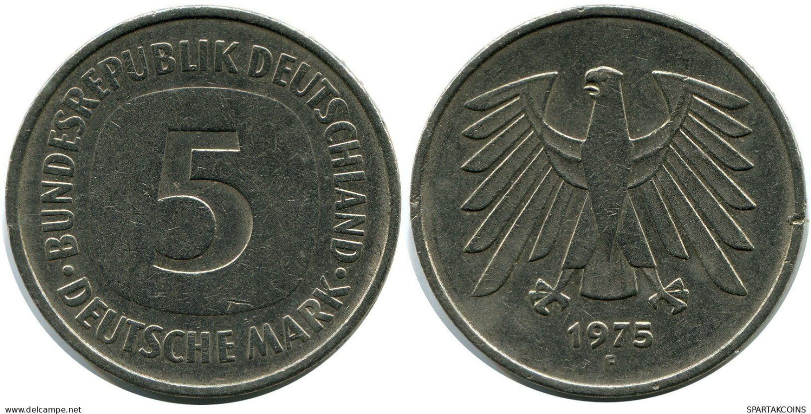 5 DM 1975 F WEST & UNIFIED GERMANY Coin #AZ483.U.A - 5 Marcos