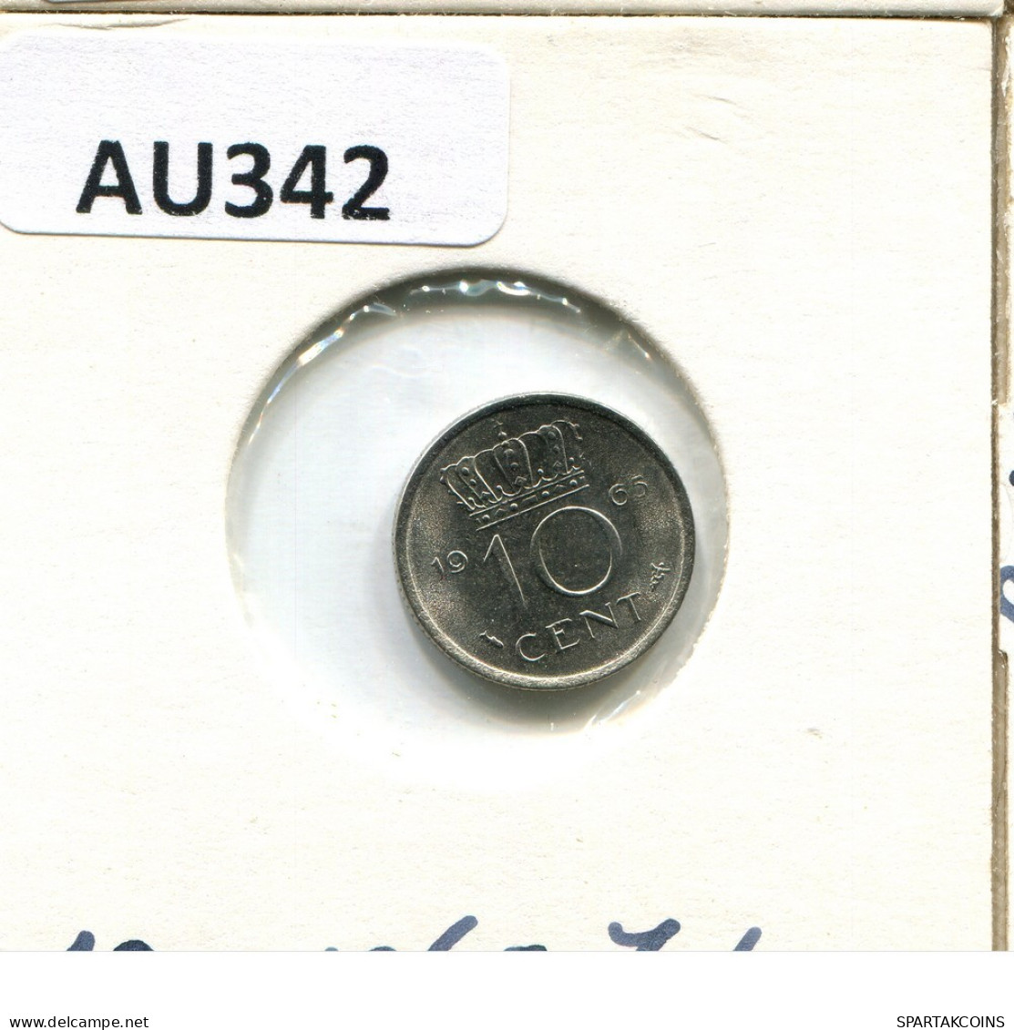10 CENT 1965 NETHERLANDS Coin #AU342.U.A - 1948-1980: Juliana