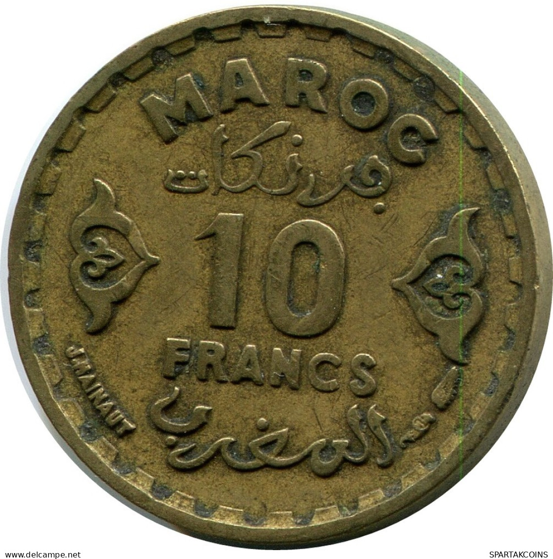 10 FRANCS 1952 MARRUECOS MOROCCO Moneda #AP246.E.A - Marokko