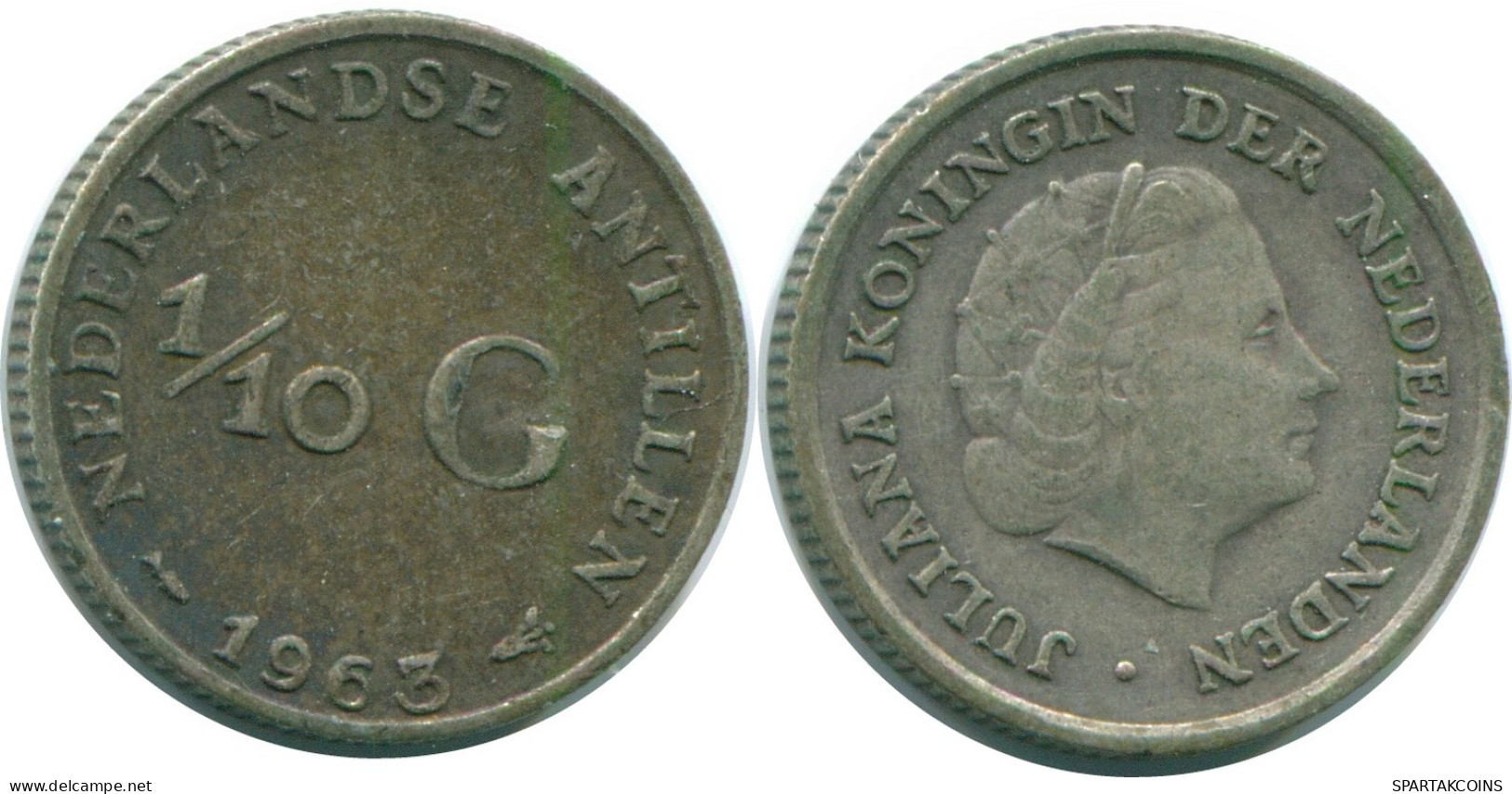 1/10 GULDEN 1963 NIEDERLÄNDISCHE ANTILLEN SILBER Koloniale Münze #NL12504.3.D.A - Antilles Néerlandaises