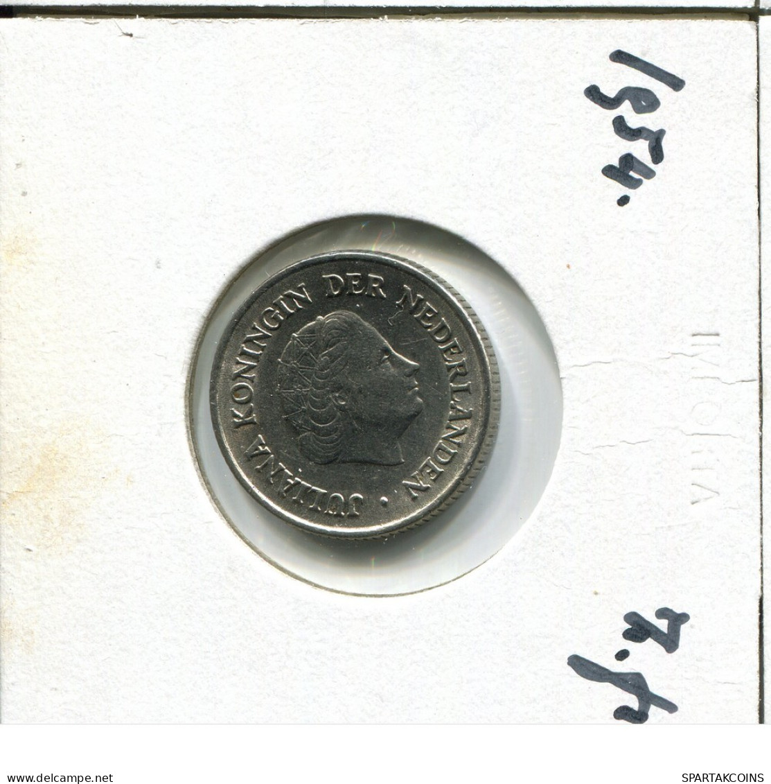 25 CENTS 1954 NEERLANDÉS NETHERLANDS Moneda #AU546.E.A - 1948-1980: Juliana