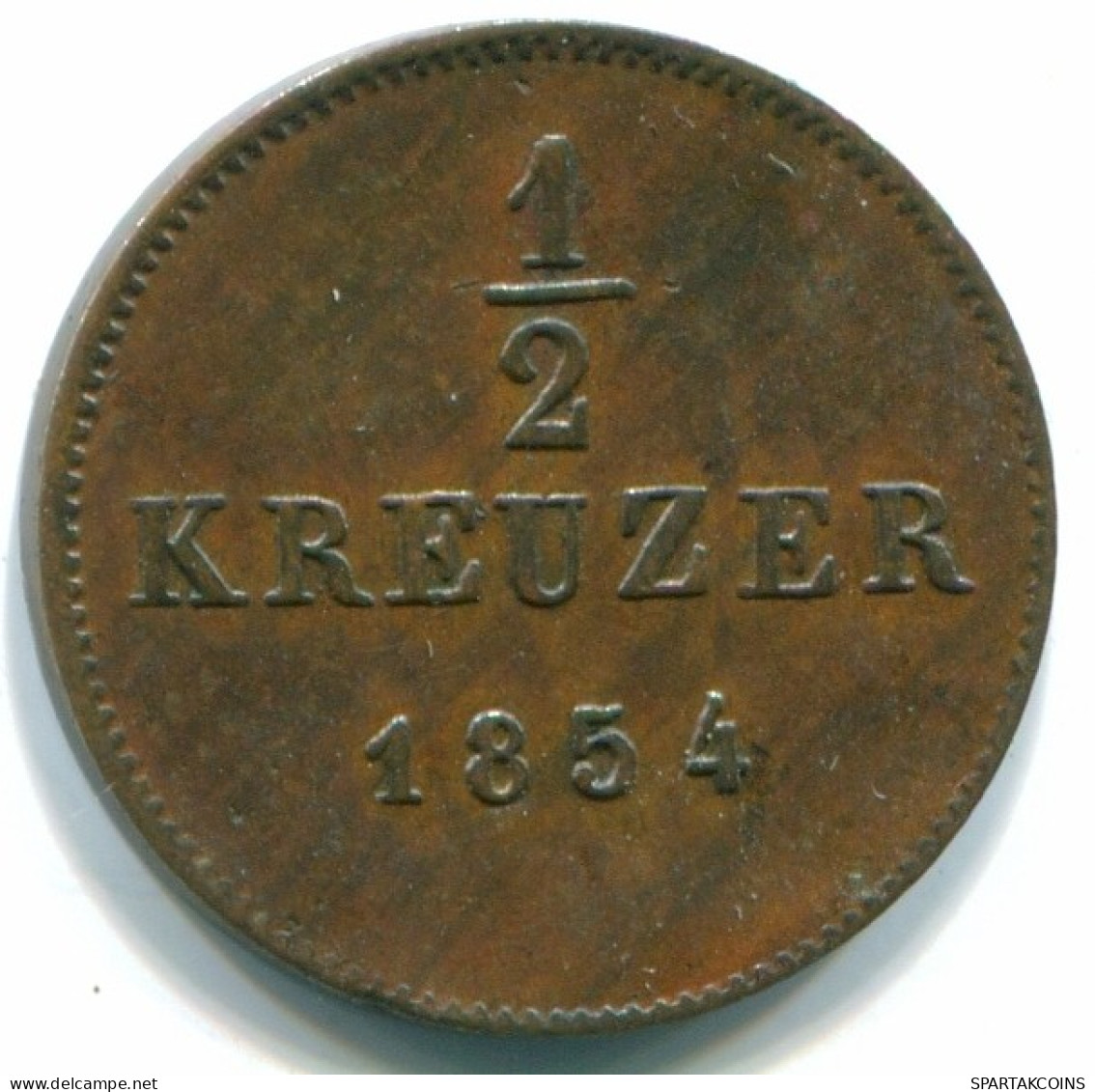 1/2 KREUZER 1854 BAVARIA RARE GERMANY Coin #DE10118.3.U.A - Otros & Sin Clasificación