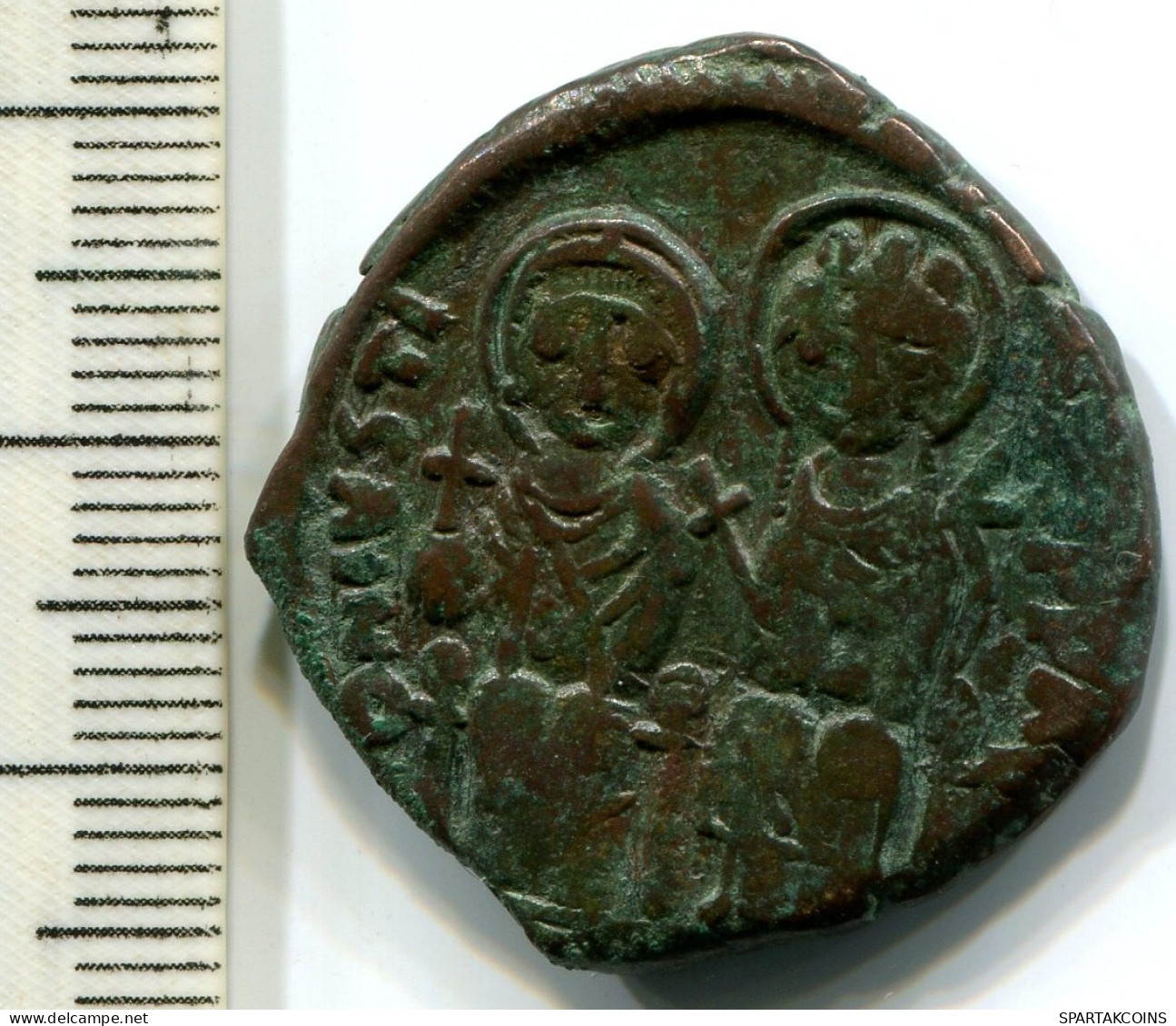 JUSTINII And SOPHIA AE Follis Constantinople 527AD Large M CON #ANC12433.75.E.A - Byzantines