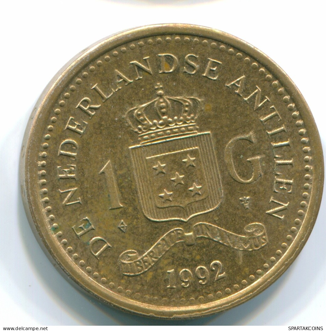 1 GULDEN 1992 NETHERLANDS ANTILLES Aureate Steel Colonial Coin #S12149.U.A - Niederländische Antillen
