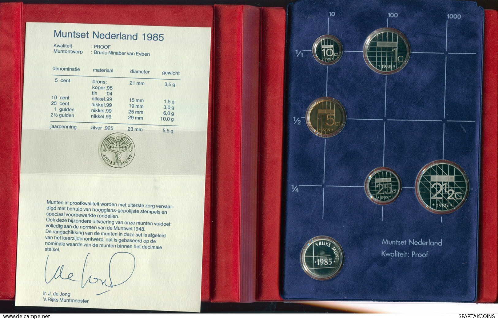 NEERLANDÉS NETHERLANDS 1985 MINT SET 5 Moneda PLATA MEDAL PROOF #SET1137.16.E.A - Jahressets & Polierte Platten