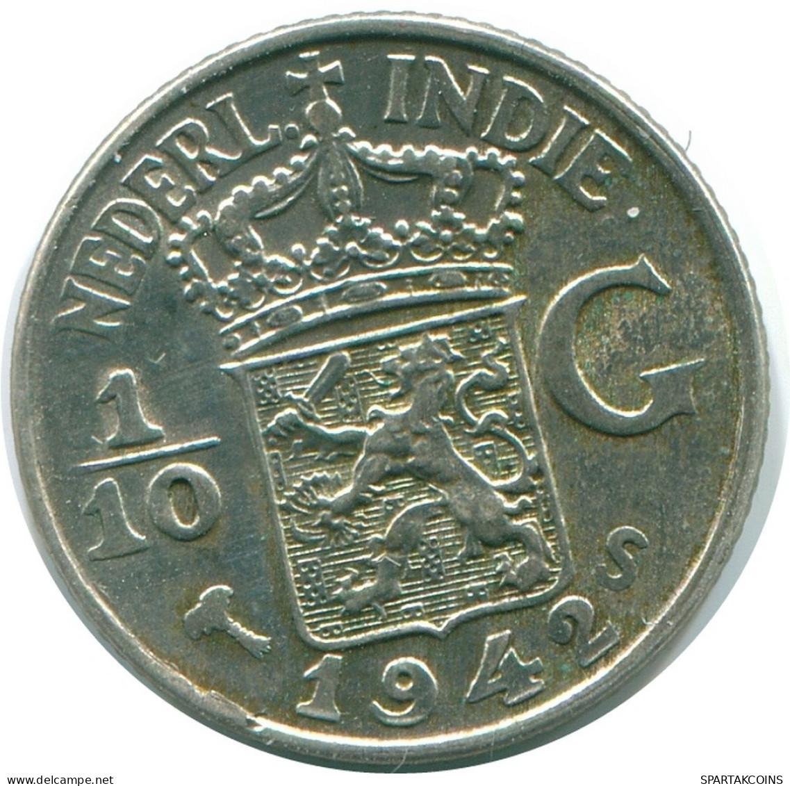 1/10 GULDEN 1942 NIEDERLANDE OSTINDIEN SILBER Koloniale Münze #NL13942.3.D.A - Indes Néerlandaises