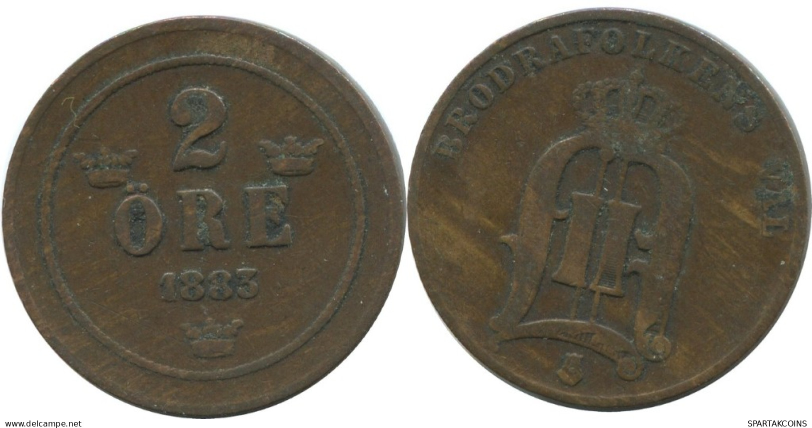 2 ORE 1883 SUECIA SWEDEN Moneda #AD015.2.E.A - Suède