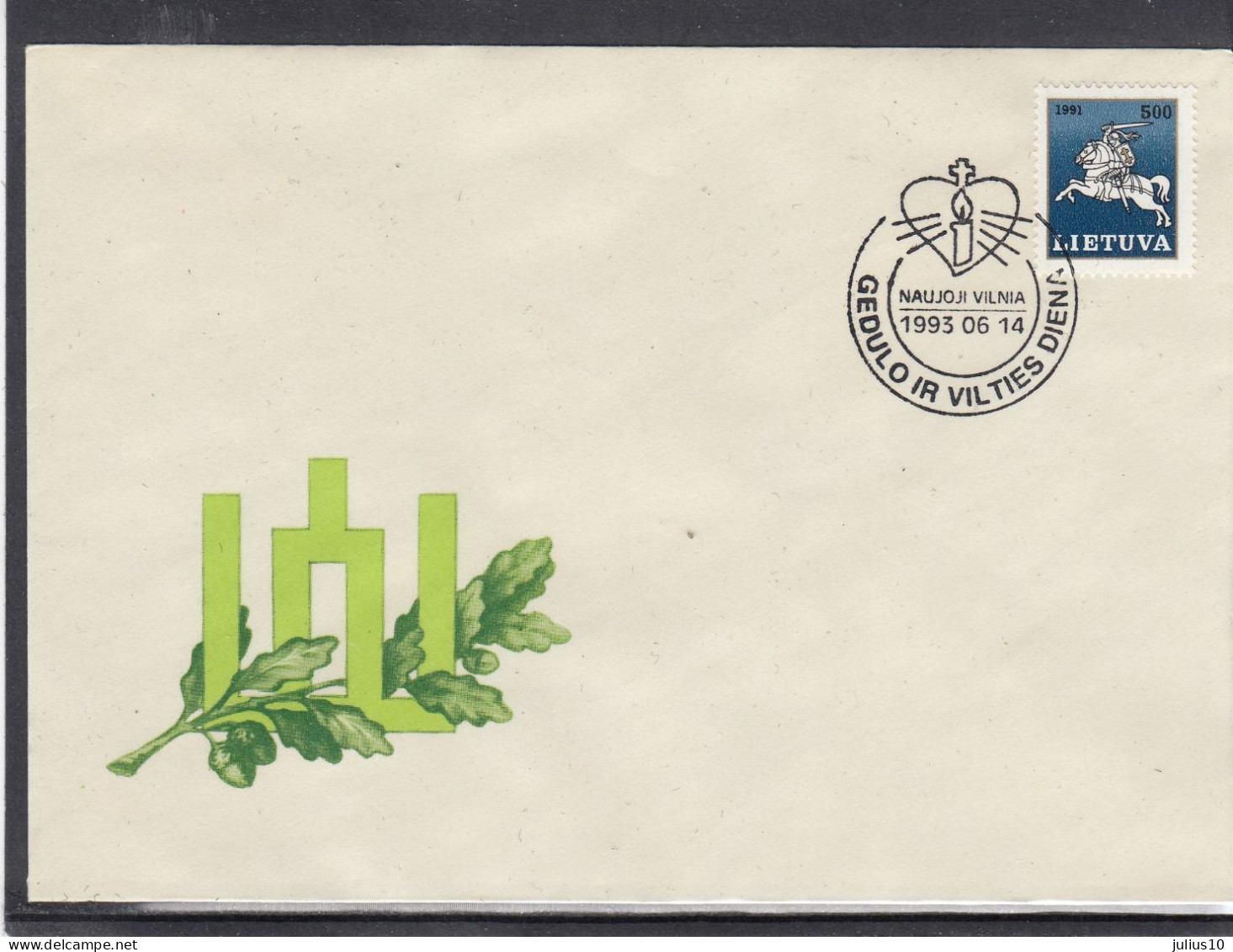 LITHUANIA 1993 Cover Special Cancel Mourning Day #LTV226 - Lituania