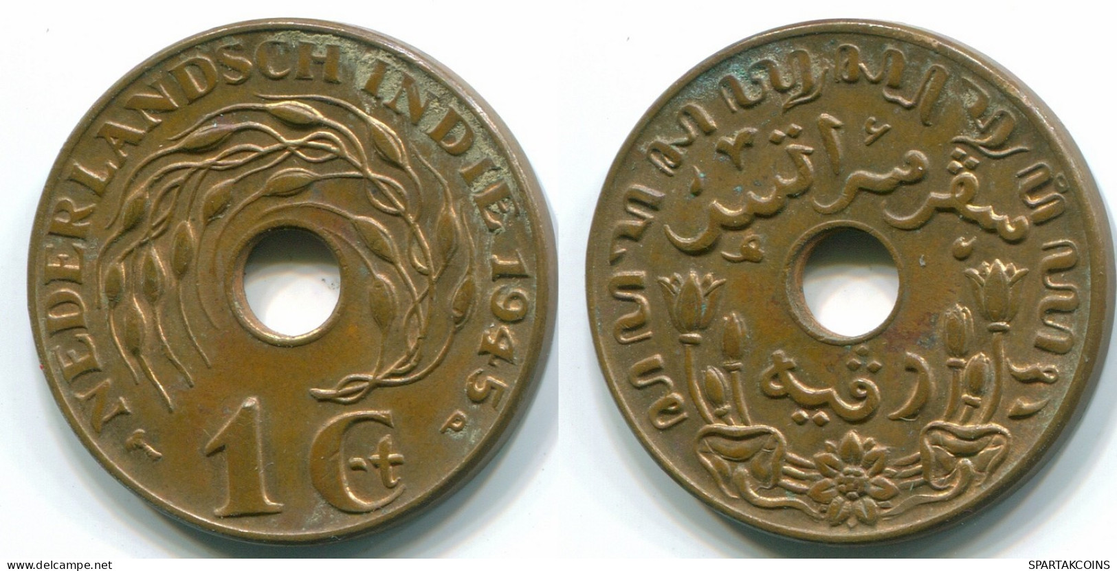 1 CENT 1945 P INDIAS ORIENTALES DE LOS PAÍSES BAJOS INDONESIA Bronze #S10418.E.A - Indes Néerlandaises