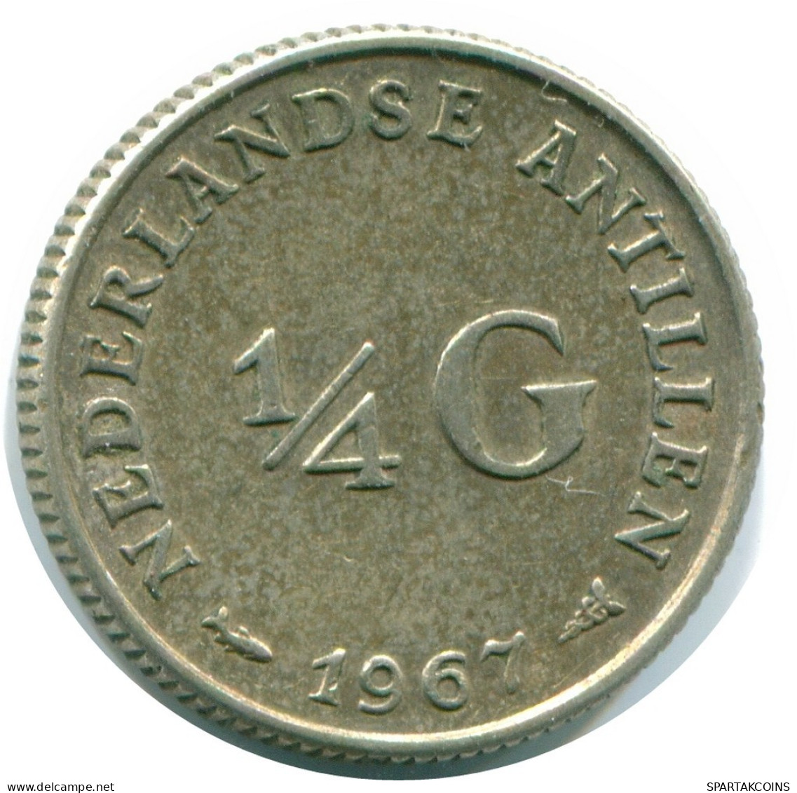 1/4 GULDEN 1967 NIEDERLÄNDISCHE ANTILLEN SILBER Koloniale Münze #NL11529.4.D.A - Niederländische Antillen