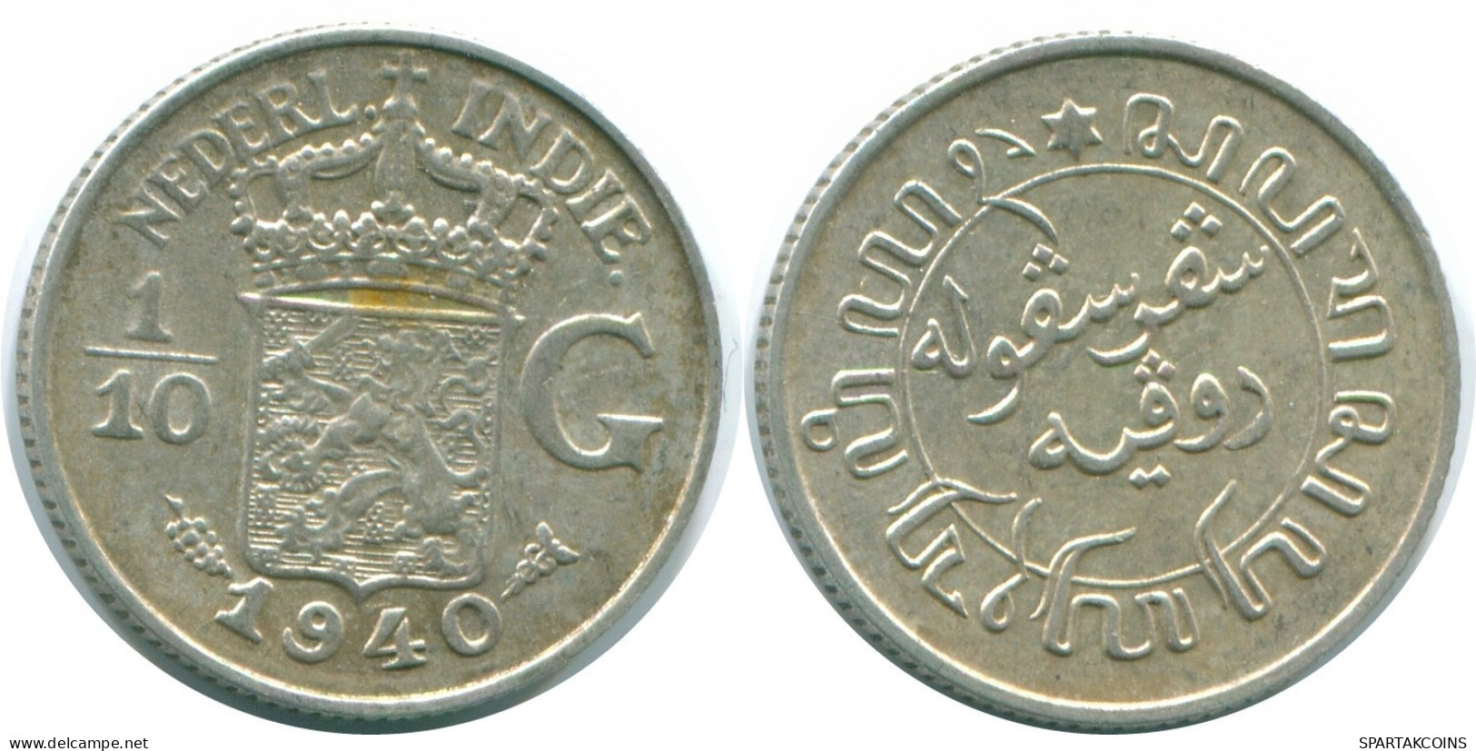 1/10 GULDEN 1940 NIEDERLANDE OSTINDIEN SILBER Koloniale Münze #NL13540.3.D.A - Nederlands-Indië