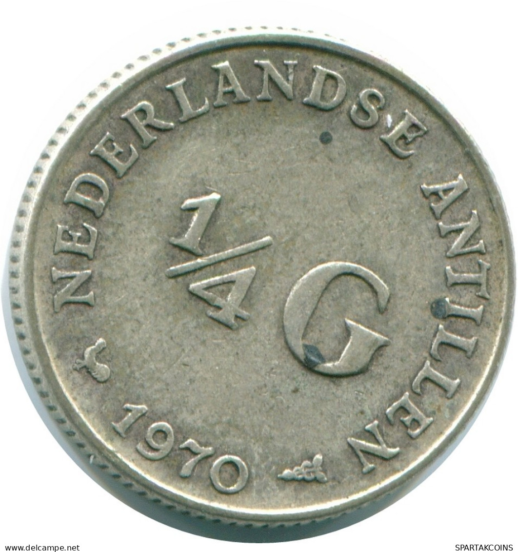 1/4 GULDEN 1970 ANTILLES NÉERLANDAISES ARGENT Colonial Pièce #NL11699.4.F.A - Netherlands Antilles