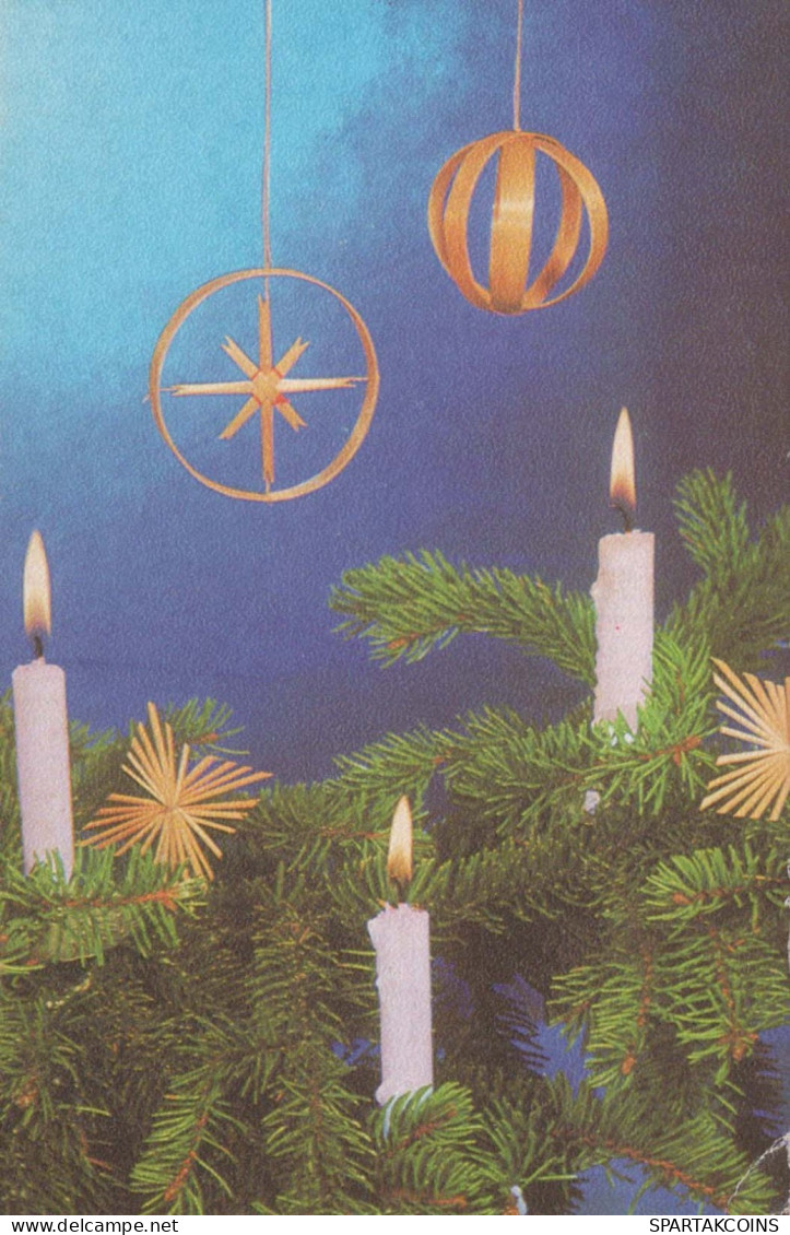 Bonne Année Noël BOUGIE Vintage Carte Postale CPSMPF #PKD058.A - Nouvel An