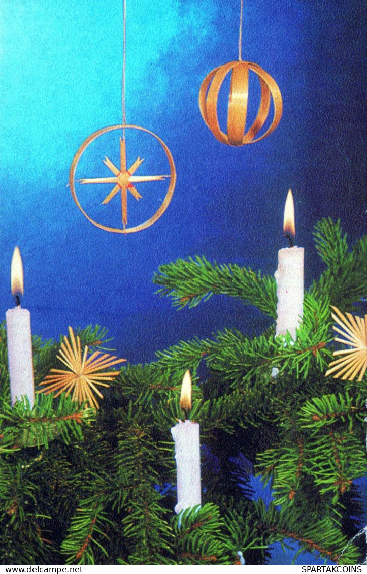 Bonne Année Noël BOUGIE Vintage Carte Postale CPSMPF #PKD058.A - Nouvel An