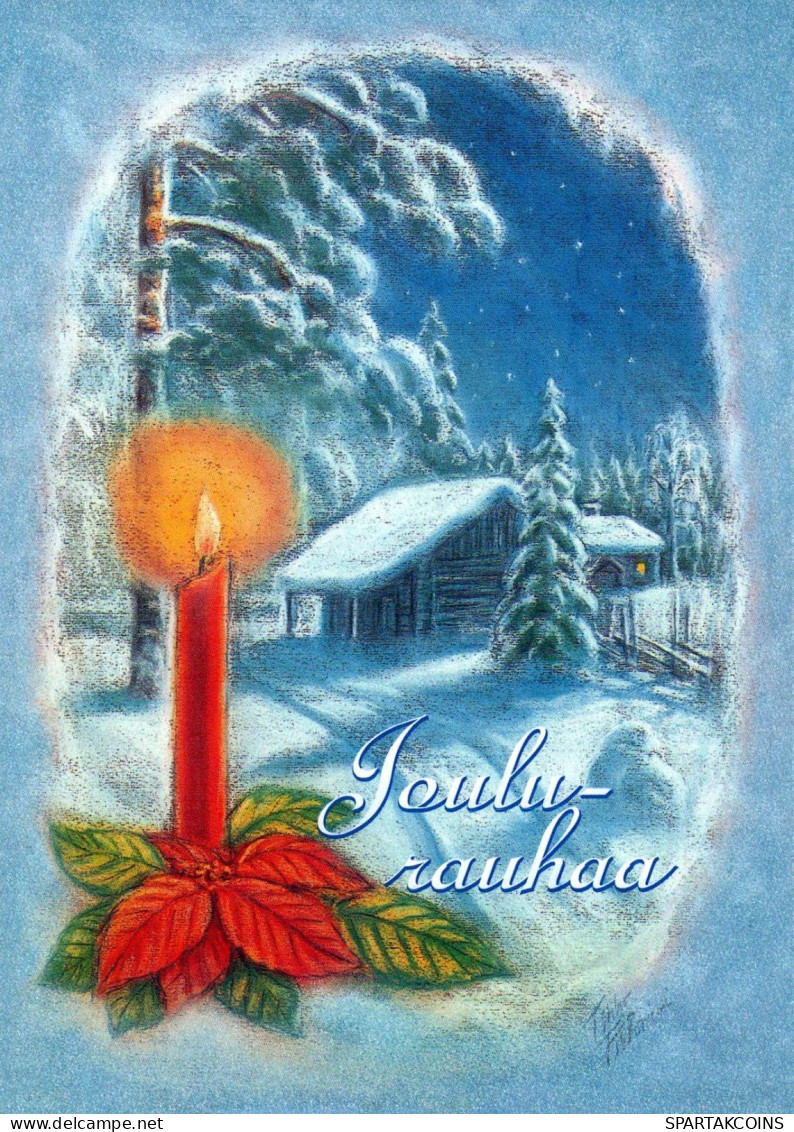 Bonne Année Noël BOUGIE Vintage Carte Postale CPSM #PBN873.A - Nouvel An