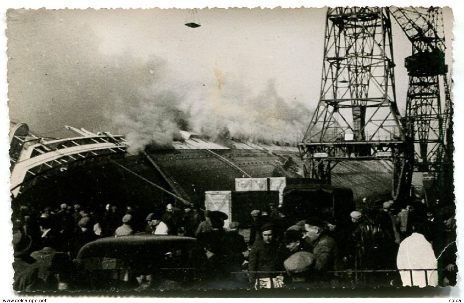 Carte Photographique Incendie Du Paquebot Paris Le Havre 1939 - Steamers