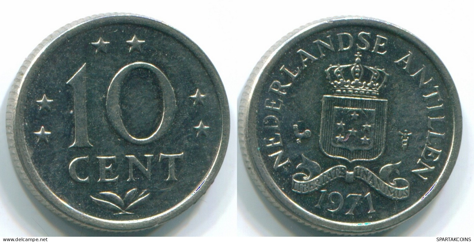 10 CENTS 1971 NETHERLANDS ANTILLES Nickel Colonial Coin #S13460.U.A - Niederländische Antillen
