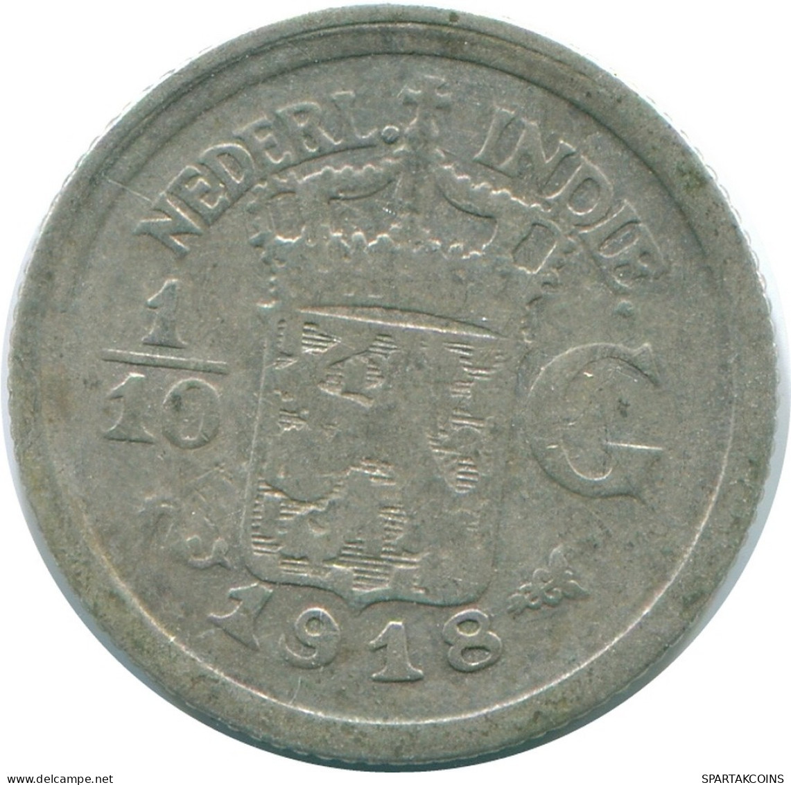 1/10 GULDEN 1918 INDIAS ORIENTALES DE LOS PAÍSES BAJOS PLATA #NL13333.3.E.A - Indes Néerlandaises