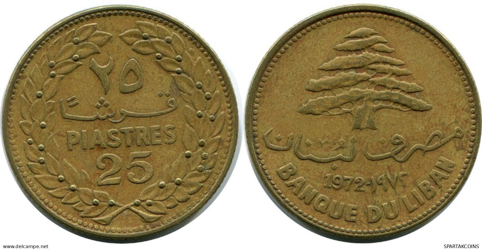 25 PIASTRES 1972 LIRANESA LEBANON Moneda #AH815.E.A - Libano
