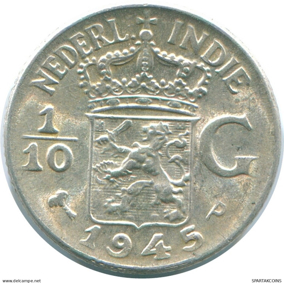1/10 GULDEN 1945 P INDIAS ORIENTALES DE LOS PAÍSES BAJOS PLATA #NL14034.3.E.A - Indes Neerlandesas