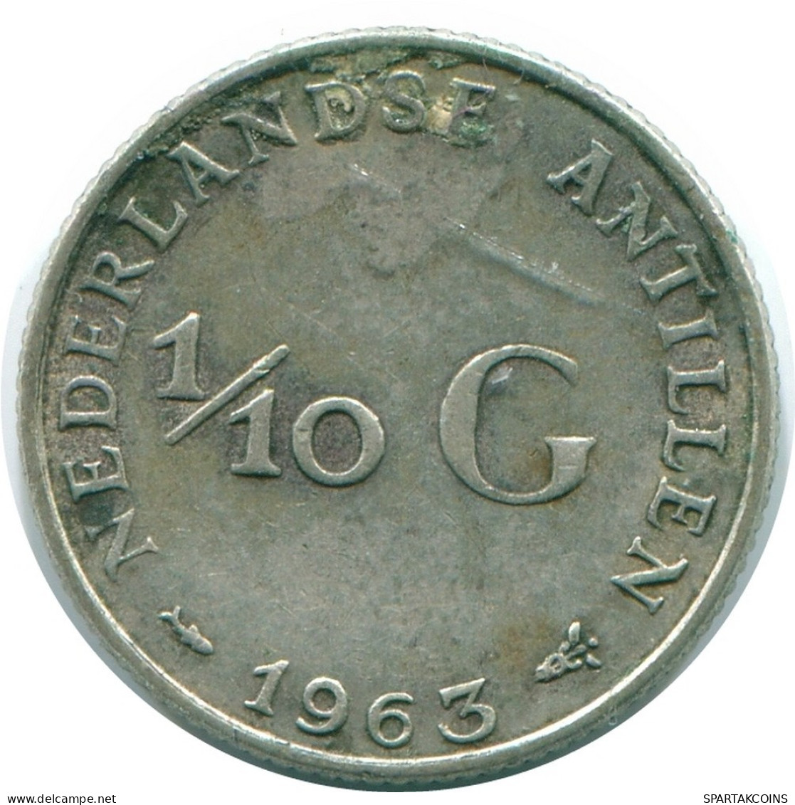 1/10 GULDEN 1963 NETHERLANDS ANTILLES SILVER Colonial Coin #NL12549.3.U.A - Antillas Neerlandesas