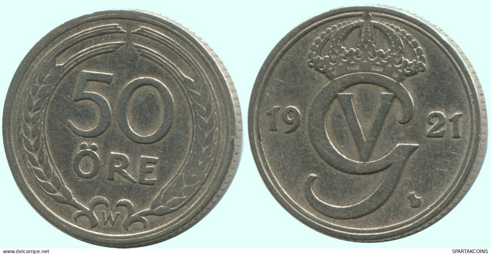 50 ORE 1921 SWEDEN Coin #AC692.2.U.A - Suecia