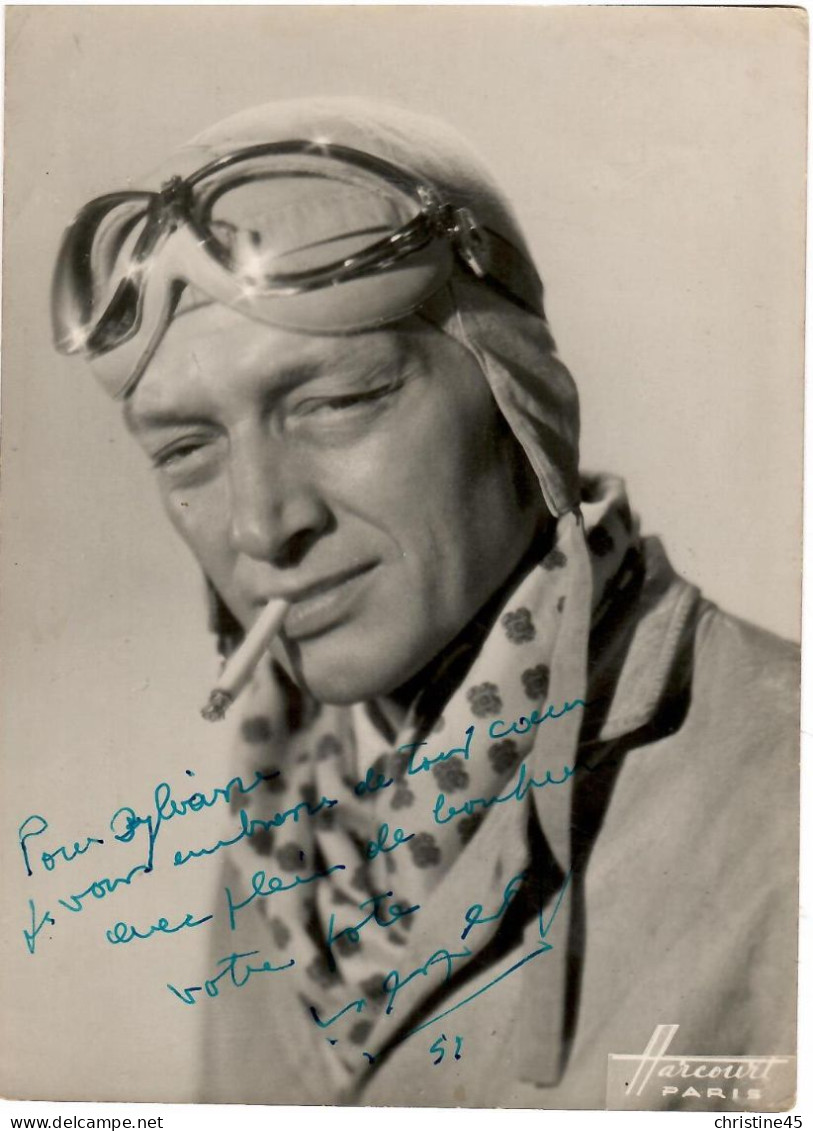 AUTOGRAPHE  AVIATEUR  ?  PHOTO HARCOURT   13 CM SUR 7 CM - Aviadores