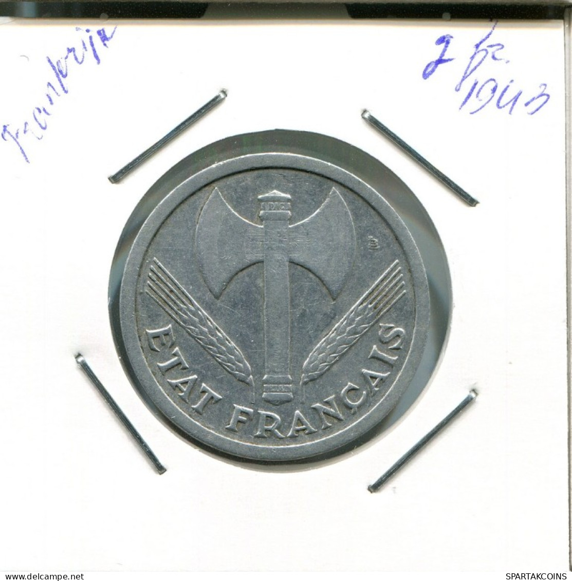 2 FRANCS 1943 FRANCIA FRANCE Moneda #AN980.E.A - 2 Francs