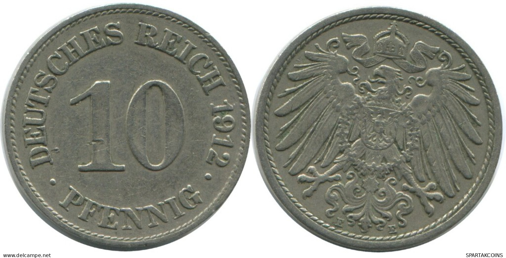 10 PFENNIG 1912 E DEUTSCHLAND Münze GERMANY #AE544.D.A - 10 Pfennig