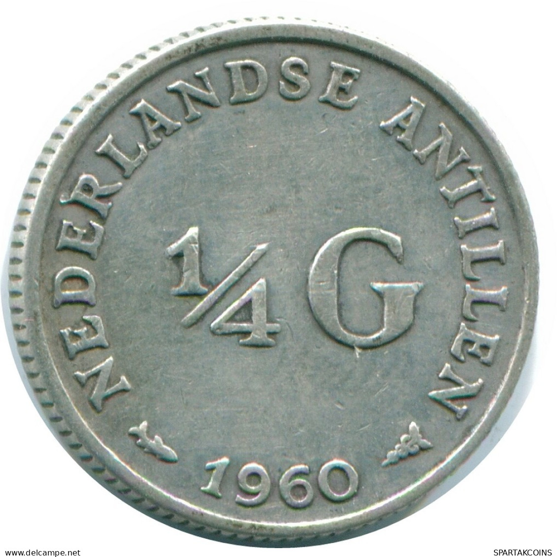 1/4 GULDEN 1960 NIEDERLÄNDISCHE ANTILLEN SILBER Koloniale Münze #NL11054.4.D.A - Netherlands Antilles