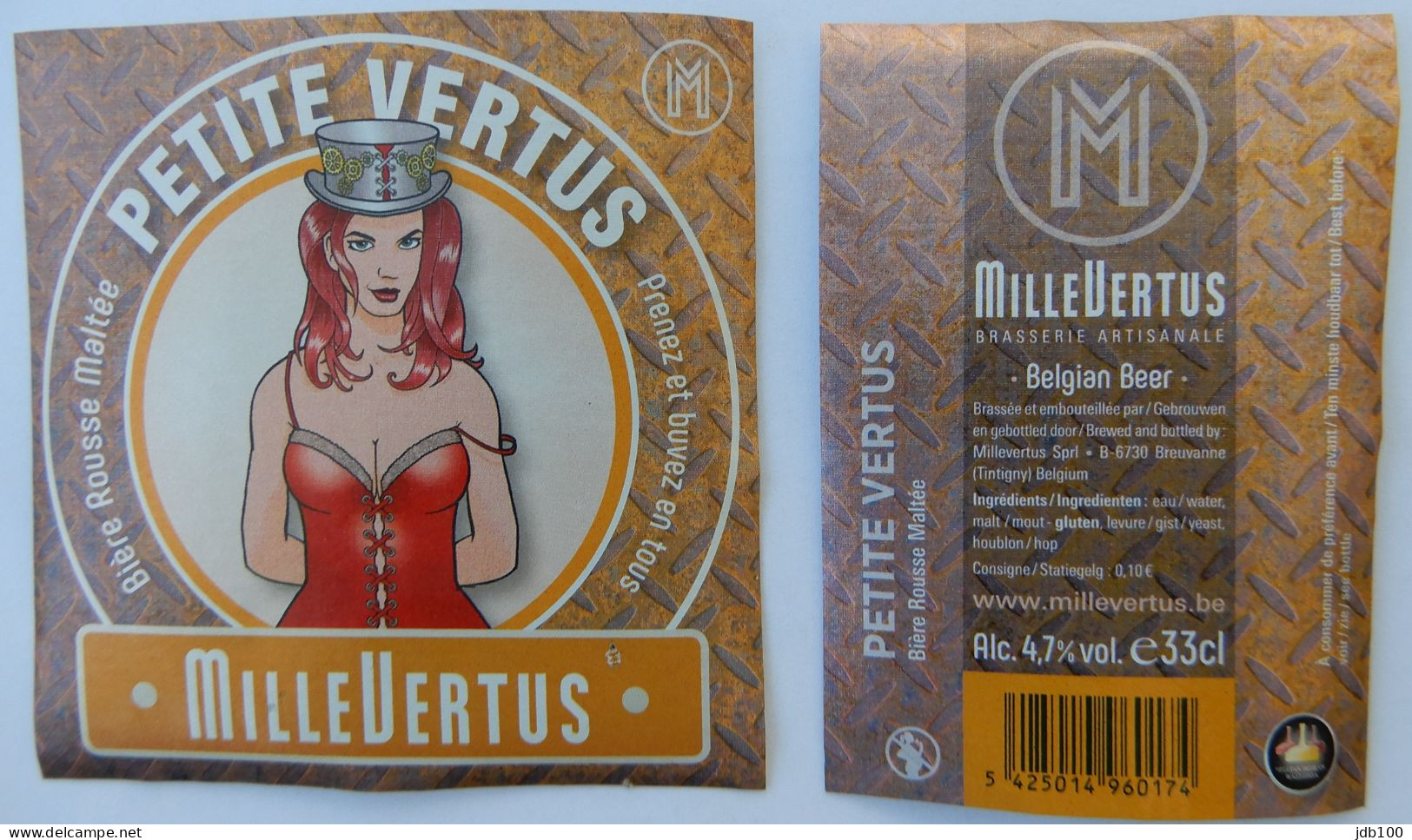 Bier Etiket (5m7), étiquette De Bière, Beer Label, Petite Vertus Brouwerij Millevertus - Bière