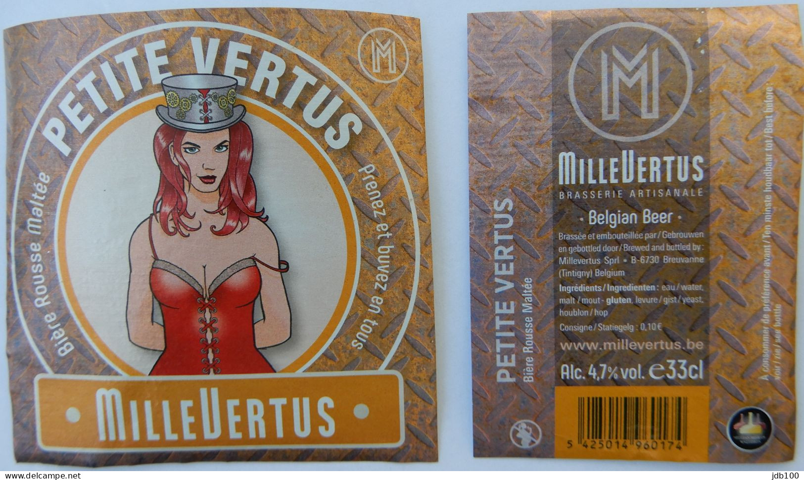 Bier Etiket (5m9), étiquette De Bière, Beer Label, Petite Vertus Brouwerij Millevertus - Bière