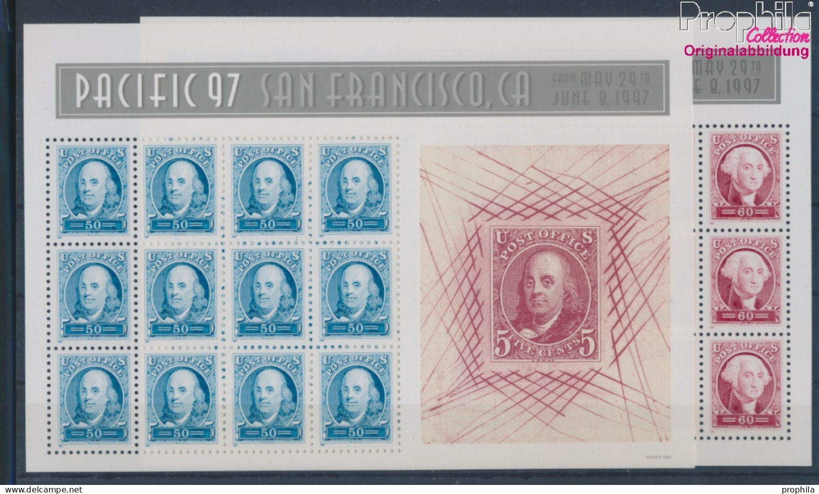 USA 2830-2831 Kleinbögen (kompl.Ausg.) Postfrisch 1997 Briefmarkenausstellung (10368267 - Neufs