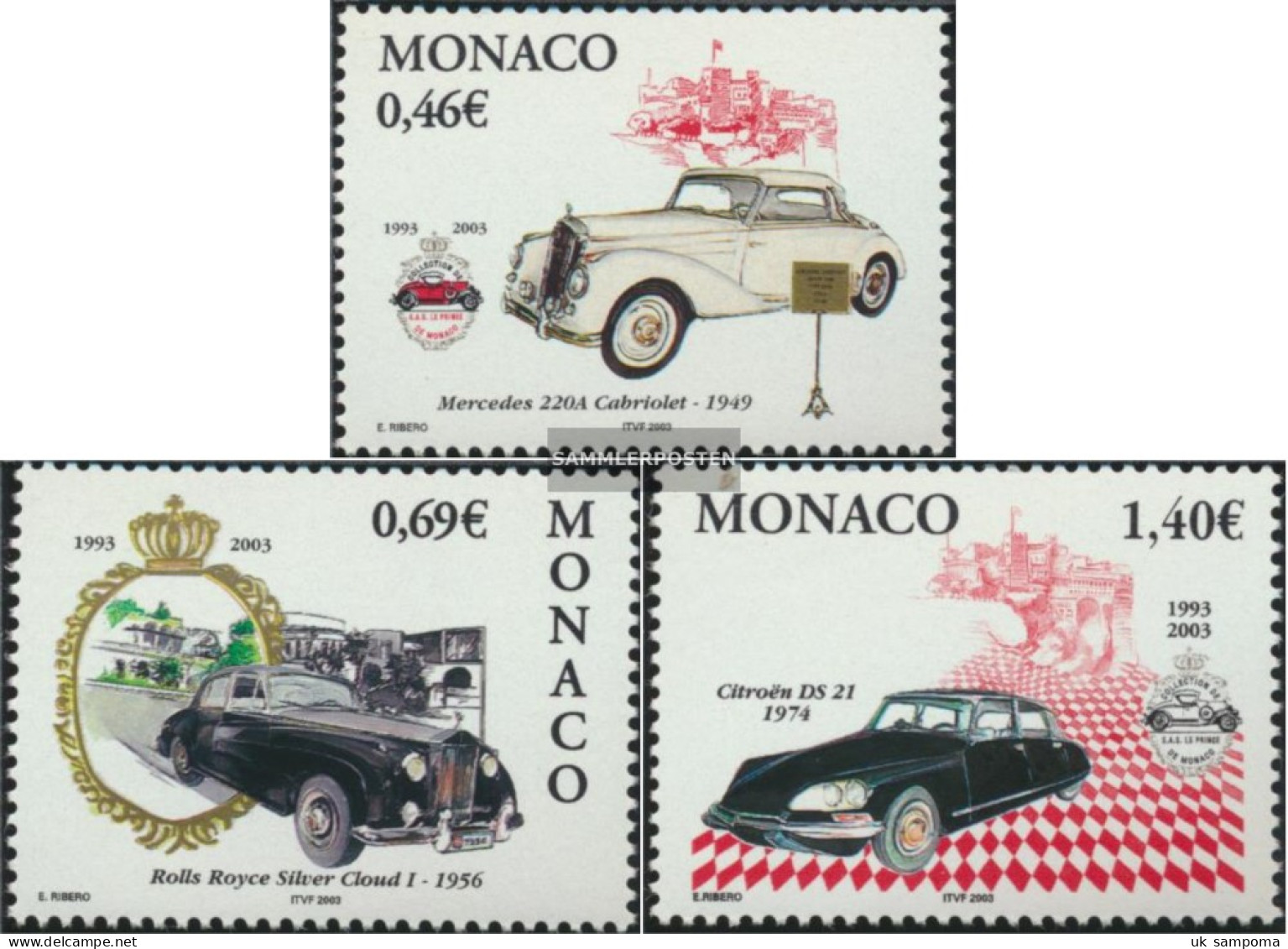 Monaco 2621-2623 (complete Issue) Unmounted Mint / Never Hinged 2002 Automobile - Unused Stamps