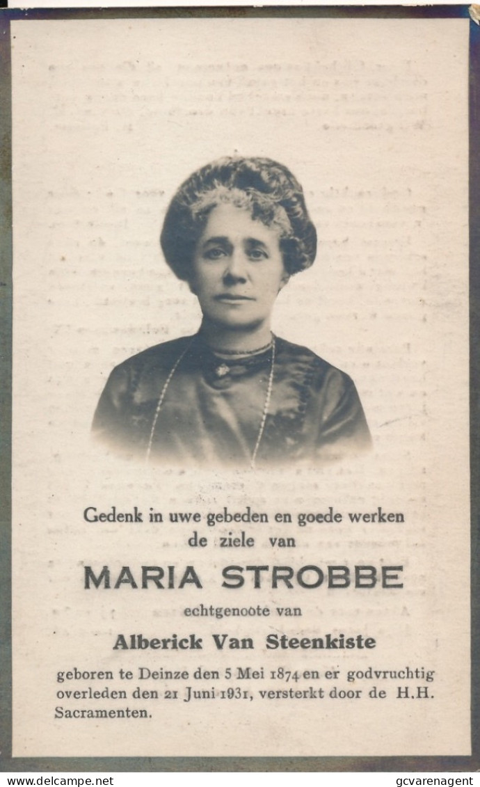 MARIE STROBBE     DEINZE 1874      1931      ZIE AFBEELDING - Esquela