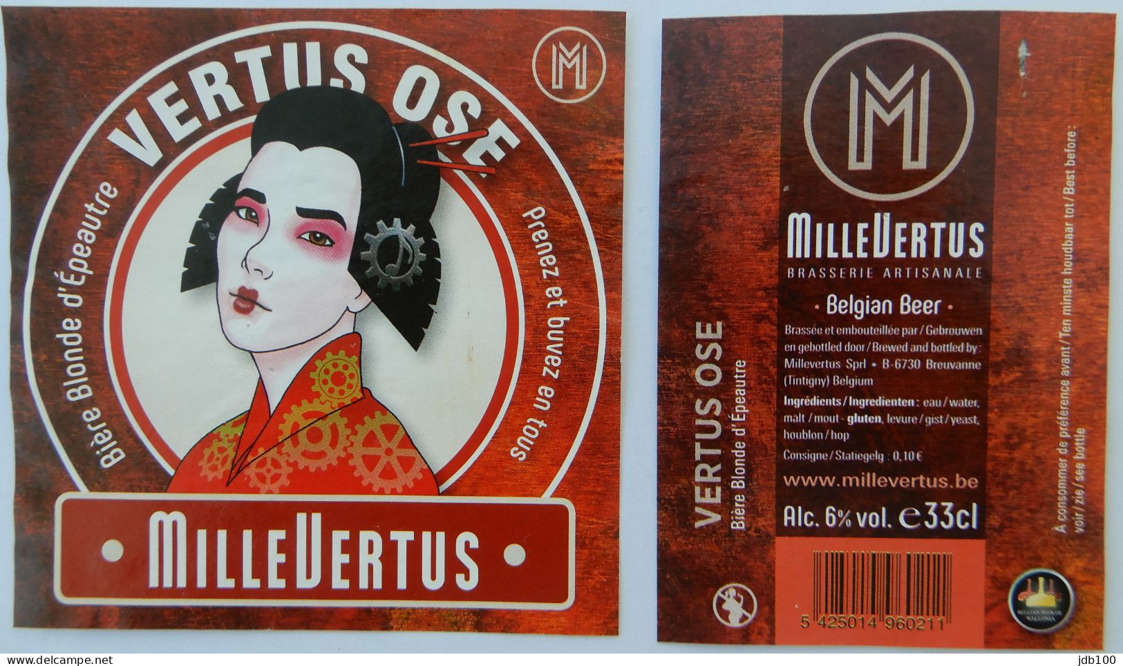 Bier Etiket (5n8), étiquette De Bière, Beer Label, Vertus Ose Brouwerij Millevertus - Bière