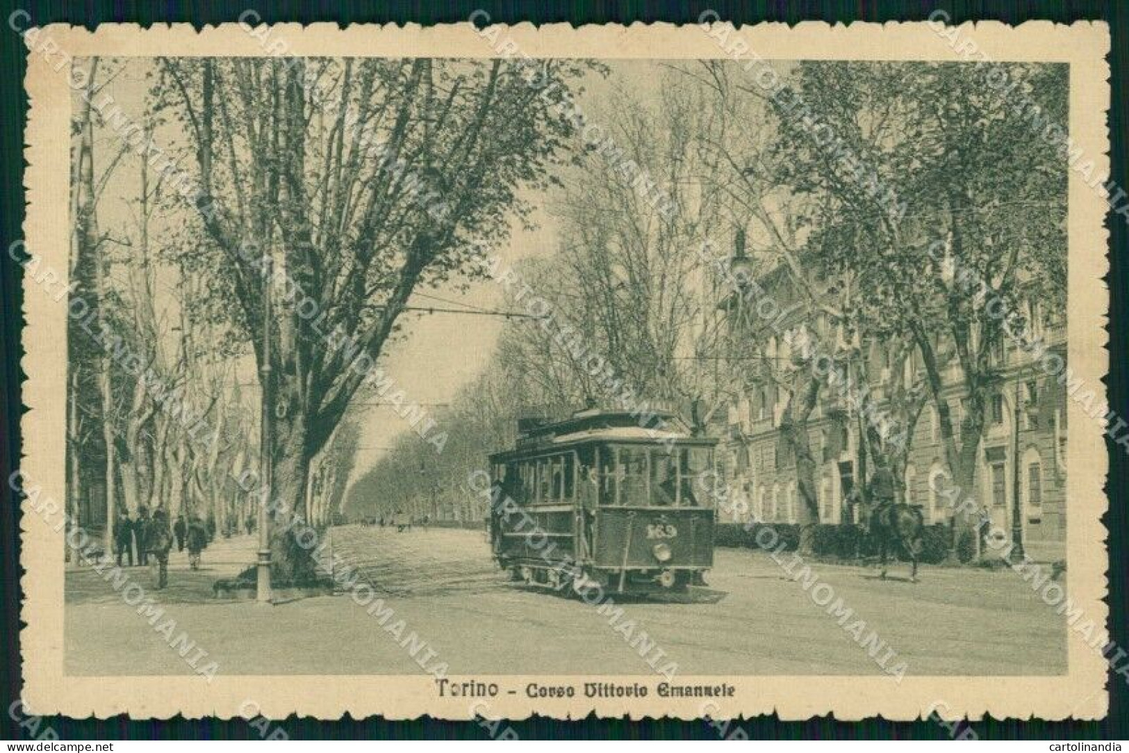 Torino Città Corso Vittorio Emanuele II Tram Cartolina MZ8652 - Andere & Zonder Classificatie